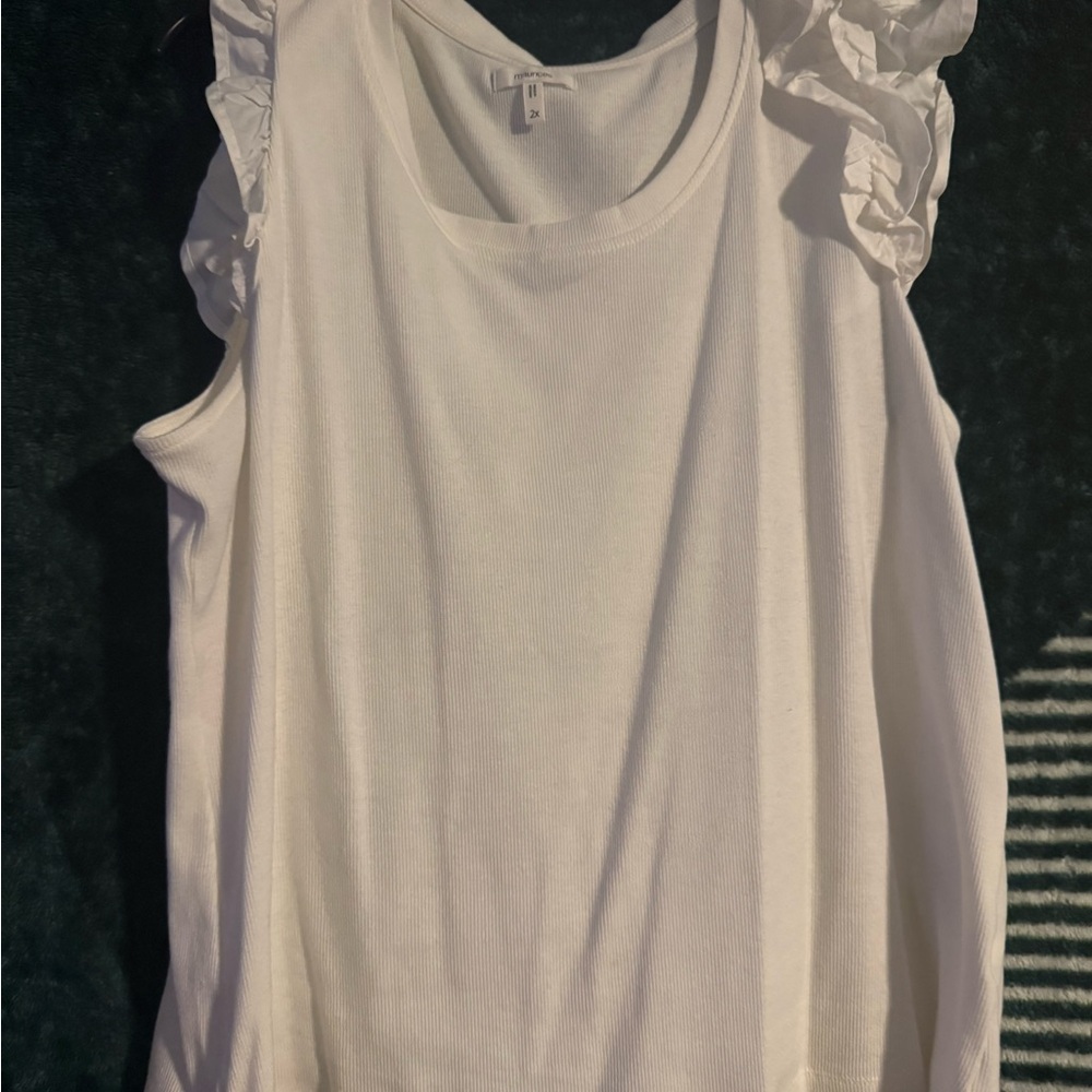 White Ruffled Sleeve Women's Top